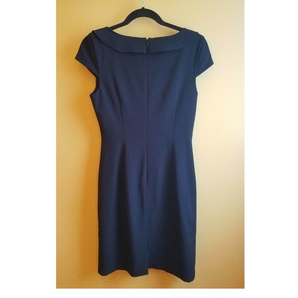 ANN TAYLOR DRESS RUCHED SIDE SIZE 4 SMALL BLUE - Picture 2 of 3